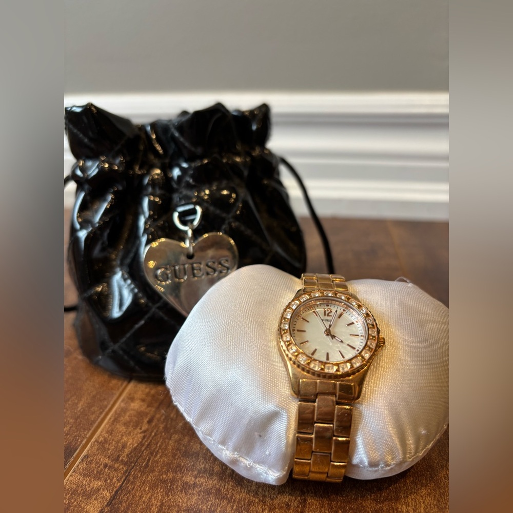 Guess Women's Gold Watch with Crystal Accents